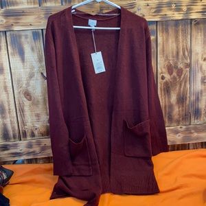 Maroon red long cardigan sweater super soft super stretchy versatile sweater